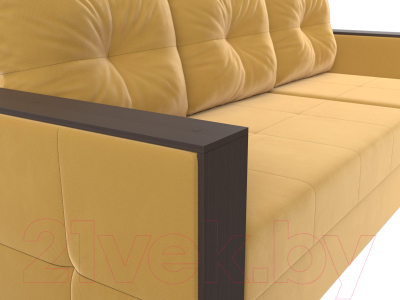 Диван угловой Лига Диванов Валенсия Лайт правый (микровельвет желтый)