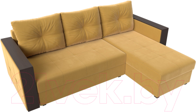 Диван угловой Лига Диванов Валенсия Лайт правый (микровельвет желтый)