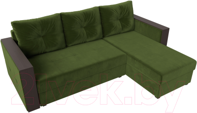 Диван угловой Лига Диванов Валенсия Лайт правый (микровельвет зеленый)