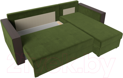 Диван угловой Лига Диванов Валенсия Лайт правый (микровельвет зеленый)