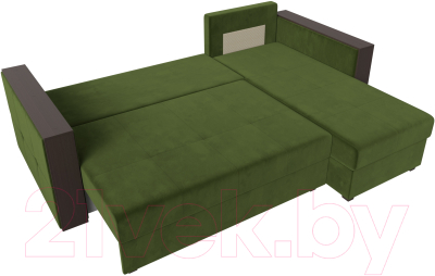 Диван угловой Лига Диванов Валенсия Лайт правый (микровельвет зеленый)