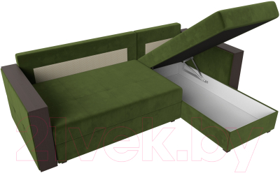Диван угловой Лига Диванов Валенсия Лайт правый (микровельвет зеленый)