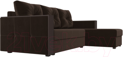 Диван угловой Лига Диванов Валенсия Лайт правый (микровельвет коричневый)