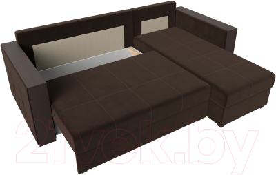 Диван угловой Лига Диванов Валенсия Лайт правый (микровельвет коричневый)