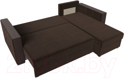 Диван угловой Лига Диванов Валенсия Лайт правый (микровельвет коричневый)