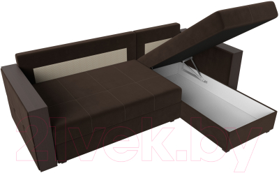 Диван угловой Лига Диванов Валенсия Лайт правый (микровельвет коричневый)