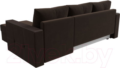 Диван угловой Лига Диванов Валенсия Лайт правый (микровельвет коричневый)