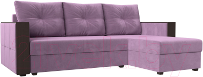 Диван угловой Лига Диванов Валенсия Лайт правый (микровельвет сиреневый) - фото