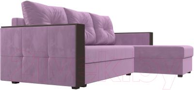 Диван угловой Лига Диванов Валенсия Лайт правый (микровельвет сиреневый)