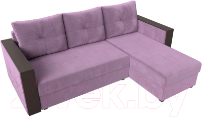 Диван угловой Лига Диванов Валенсия Лайт правый (микровельвет сиреневый)