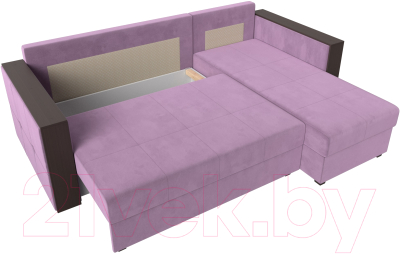 Диван угловой Лига Диванов Валенсия Лайт правый (микровельвет сиреневый)