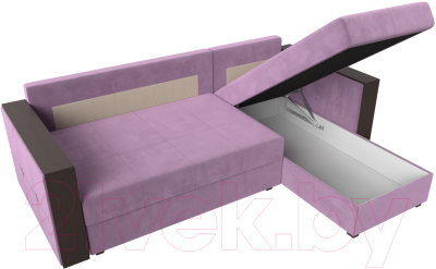 Диван угловой Лига Диванов Валенсия Лайт правый (микровельвет сиреневый)