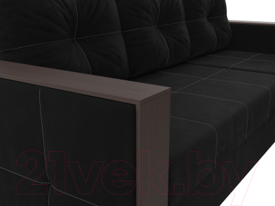 Диван угловой Лига Диванов Валенсия Лайт правый (микровельвет черный)