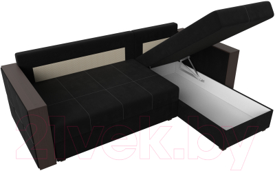 Диван угловой Лига Диванов Валенсия Лайт правый (микровельвет черный)