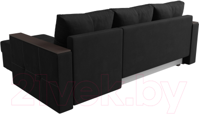 Диван угловой Лига Диванов Валенсия Лайт правый (микровельвет черный)