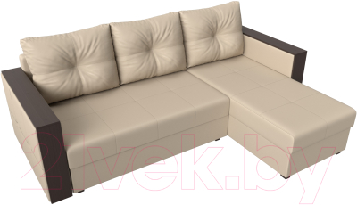 Диван угловой Лига Диванов Валенсия Лайт правый (экокожа бежевый)