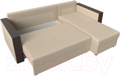 Диван угловой Лига Диванов Валенсия Лайт правый (экокожа бежевый)