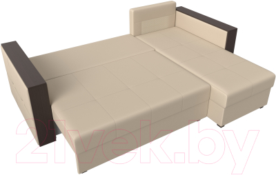 Диван угловой Лига Диванов Валенсия Лайт правый (экокожа бежевый)