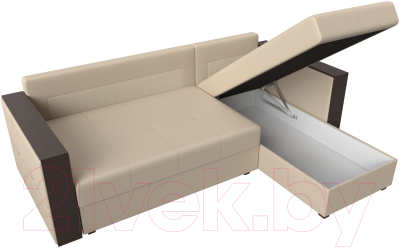 Диван угловой Лига Диванов Валенсия Лайт правый (экокожа бежевый)
