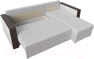 Диван угловой Лига Диванов Валенсия Лайт правый (экокожа белый)
