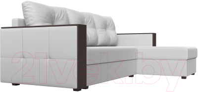 Диван угловой Лига Диванов Валенсия Лайт правый (экокожа белый)
