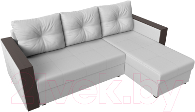 Диван угловой Лига Диванов Валенсия Лайт правый (экокожа белый)