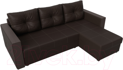 Диван угловой Лига Диванов Валенсия Лайт правый (экокожа коричневый)