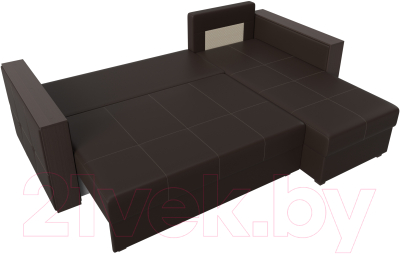 Диван угловой Лига Диванов Валенсия Лайт правый (экокожа коричневый)