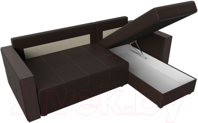 Диван угловой Лига Диванов Валенсия Лайт правый (экокожа коричневый)
