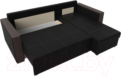 Диван угловой Лига Диванов Валенсия Лайт правый (экокожа черный)