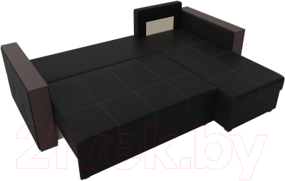 Диван угловой Лига Диванов Валенсия Лайт правый (экокожа черный)
