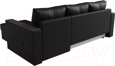 Диван угловой Лига Диванов Валенсия Лайт правый (экокожа черный)