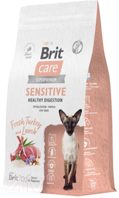 Сухой корм для кошек Brit Care Sensitive Healthy Digestion с индейкой и ягненком / 5066148 (1.5кг) - фото
