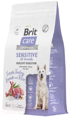 Сухой корм для собак Brit Care Dog Adult Sensitive Healthy Digestion с инд. и ягн./5066452 (1.5кг) - фото