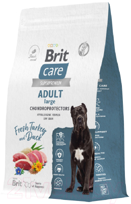Сухой корм для собак Brit Care Dog Adult L Chondroprotectors с индейкой и уткой / 5066407 (3кг) - фото