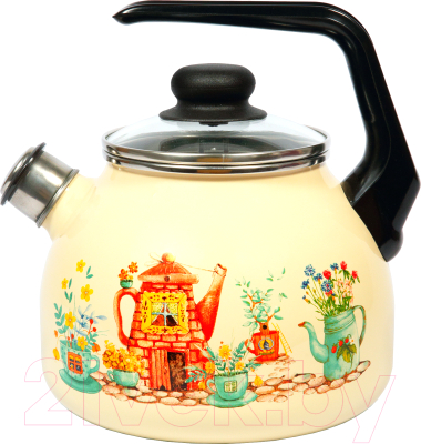Чайник со свистком СтальЭмаль Чайный домик 4с209я - фото