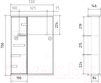 Шкаф с зеркалом для ванной Volna Joli 50 L (белый)