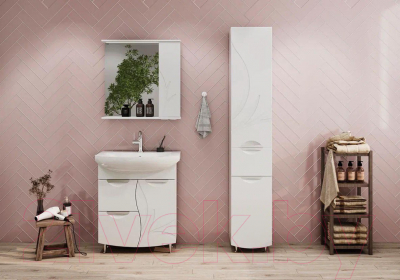 Шкаф с зеркалом для ванной Volna Adel 70 R (белый)