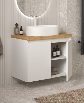 Тумба под умывальник ЗОВ Монови 80 / M80LW0LW (подвесная/белый)