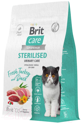 Сухой корм для кошек Brit Care Cat Sterilised Urinary Care с индейкой и уткой / 5066193 (400г) - фото