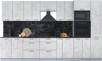 Кухонный гарнитур Интерлиния Мила Лайт 3.6 ВТ (бетон лайт/бетон лайт/кастилло темный) - фото