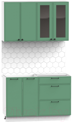 Кухонный гарнитур Интермебель Лион-11 1.2м без столешницы (мята софт) - фото