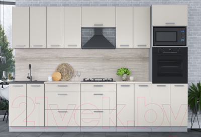 Кухонный гарнитур Интерлиния Мила Лайт 3.0 ВТ (персидский жемчуг/персидский жемчуг)