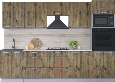 Кухонный гарнитур Интерлиния Мила Лайт 3.0 ВТ (дуб веллингтон/дуб веллингтон) - фото