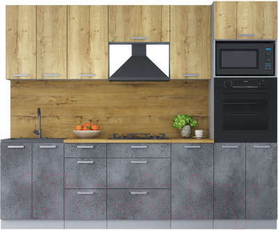 Кухонный гарнитур Интерлиния Мила Лайт 2.6 ВТ - фото