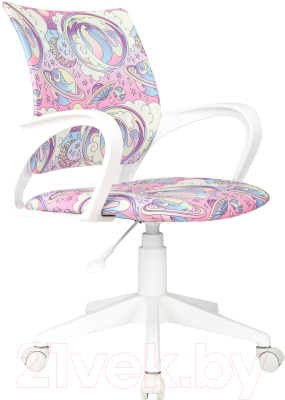 Кресло детское Бюрократ Burokids 1W / 1942510 (мультиколор розовая луна/пластик белый) - фото