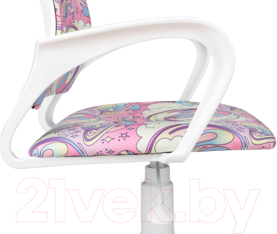 Кресло детское Бюрократ Burokids 1W / 1942510 (мультиколор розовая луна/пластик белый)