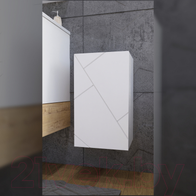 Шкаф-полупенал для ванной Бриклаер Кристалл 60 (белый)