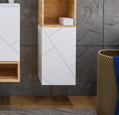 Шкаф-полупенал для ванной Бриклаер Кристалл 60 (белый)