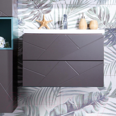 Тумба под умывальник Бриклаер Кристалл 70 (ясень анкор темный/софт графит)